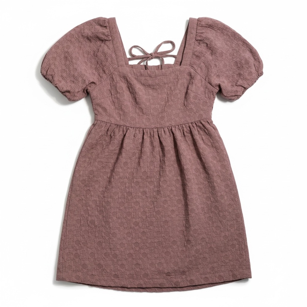 Madewell Floral Quilted Puff-Sleeve Mini Dress Dusty Rose Size Large NWT - Picture 2 of 12